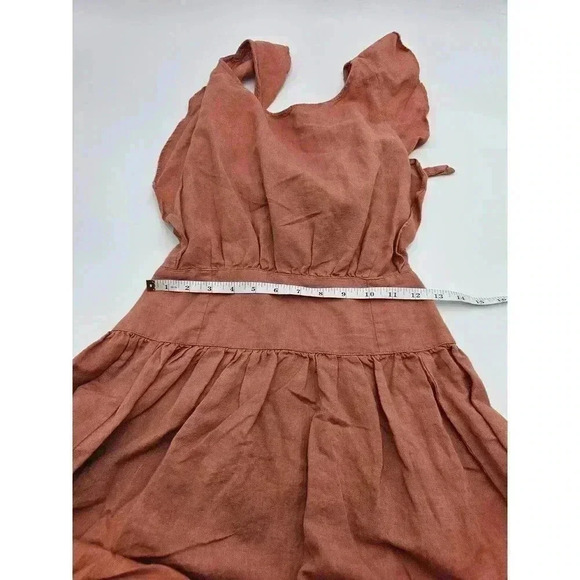 Free People Women's S Rose Tie-Back Erin Apron Mini Dress with Ruffle Sleeves - Picture 8 of 9